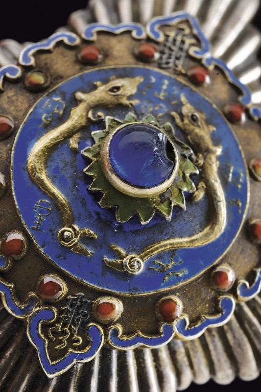 Ordine Imperiale del Doppio Dragone, placca di argento smaltato e dorato, fine XIX secolo