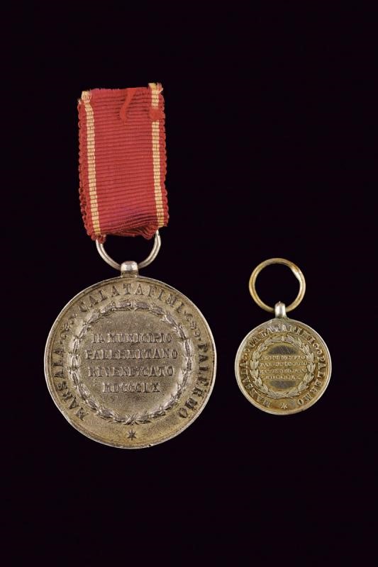 Medaglia commemorativa dei Mille, argento, diametro 30 mm, Palermo, Seconda metà del XIX secolo