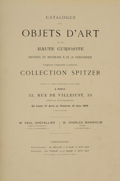 Catalogo della collezione Spitzer, Catalogo delle Antichità e Haute Curiosités, Parigi 1893