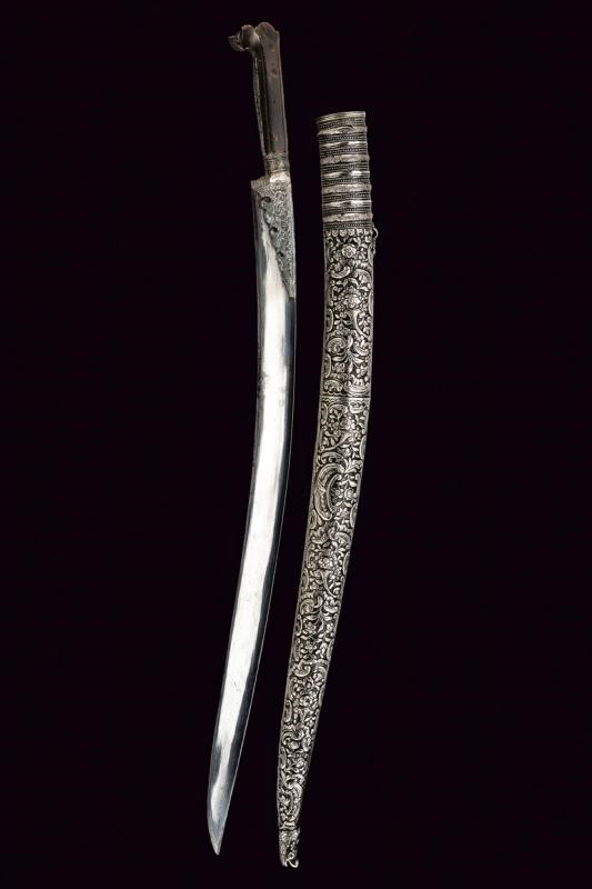 Yatagan turco con montatura in argento, fine XIX secolo