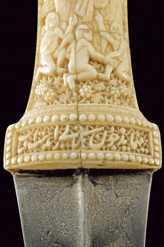 Eccellente Kandshar, lama curva in damasco Wootz, Persia, XVIII secolo