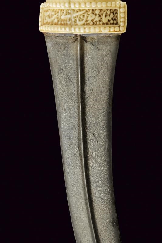 Eccellente Kandshar, lama curva in damasco Wootz, Persia, XVIII secolo