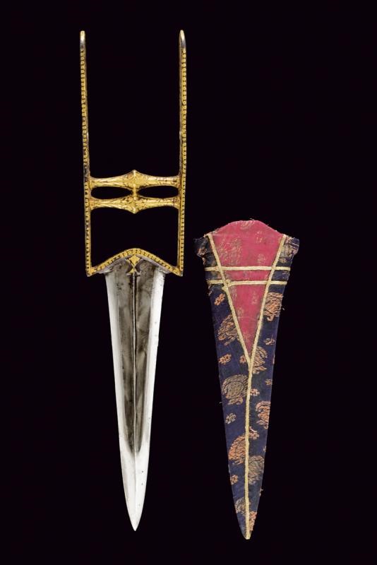 Katar indiano, decorato con motivi floreali e geometrici in oro, metà del XIX secolo