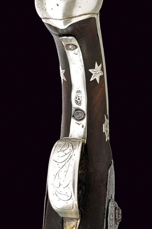Pistola a pietra focaia, Impero Ottomano, Metà XIX Secolo, lunghezza 42,5 cm