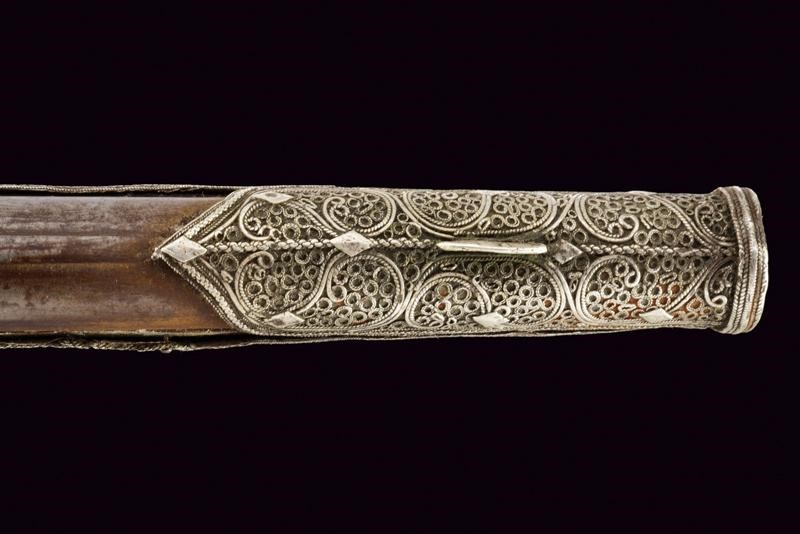 Pistola a pietra focaia, Turchia, Prima metà del XIX Secolo, lunghezza 54.5 cm, con fornimenti in...