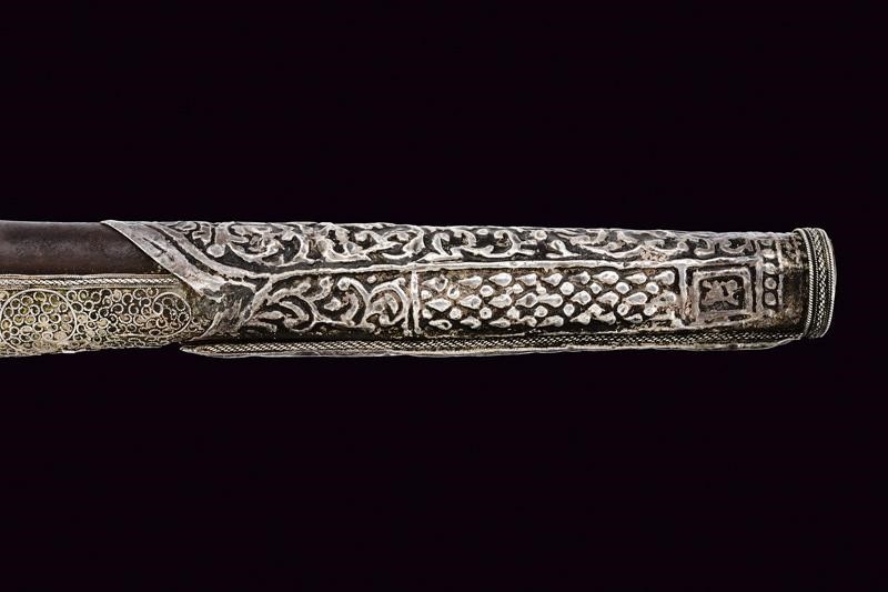 Pistola a pietra focaia turca, con fornimenti in argento, Prima metà del XIX Secolo
