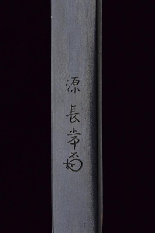 Mutsu no Kami Juji Wara Toshi Naga, Katana firmata con koshirae in ferro e legno laccato