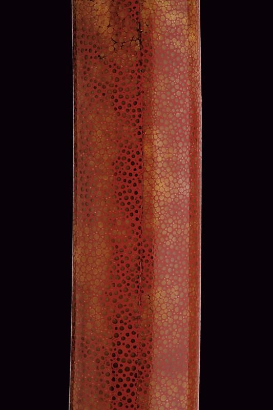 Mutsu no Kami Juji Wara Toshi Naga, Katana firmata con koshirae in ferro e legno laccato