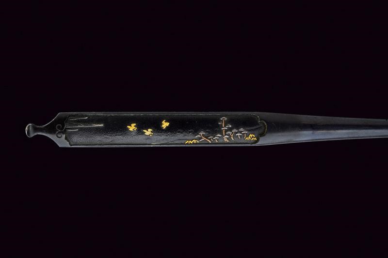 Mutsu no Kami Juji Wara Toshi Naga, Katana firmata con koshirae in ferro e legno laccato