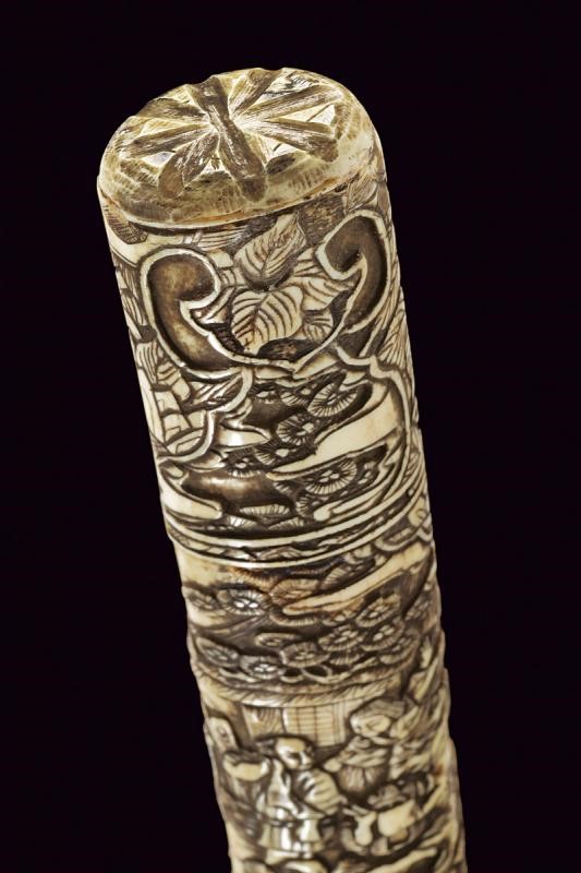Wakizashi, lama curva con koshirae in osso, Giappone, XIX secolo