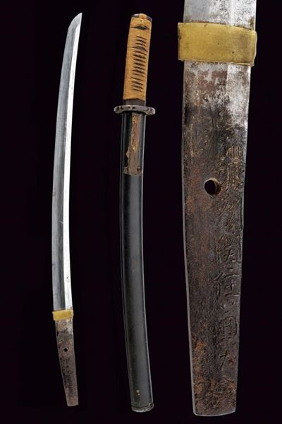Wakizashi, lama shinogi-zukuri con mei 'Noshu seki Kane Tomo'