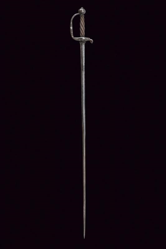 Spadino con decorazioni in argento, Francia, fine XVII - inizio XVIII secolo, lunghezza 97.5 cm