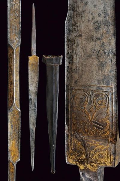 Lama gotica italiana con fodero, circa 1500