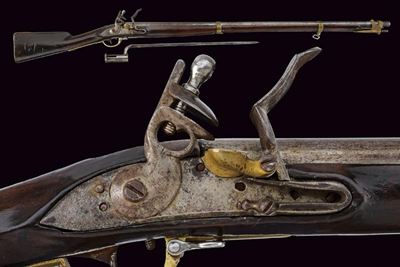 Fucile a pietra focaia da fanteria Mod. 1798/99, Austria, lunghezza 137,5 cm con baionetta