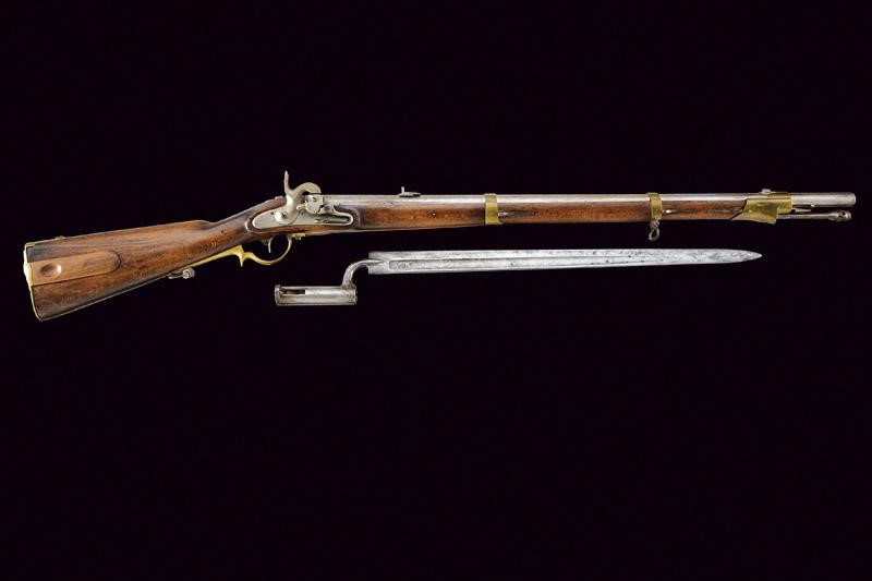 Kammerbuchse Augustin, Mod. 1842 con baionetta, lunghezza 122.3 cm, Cal. 18,1 mm