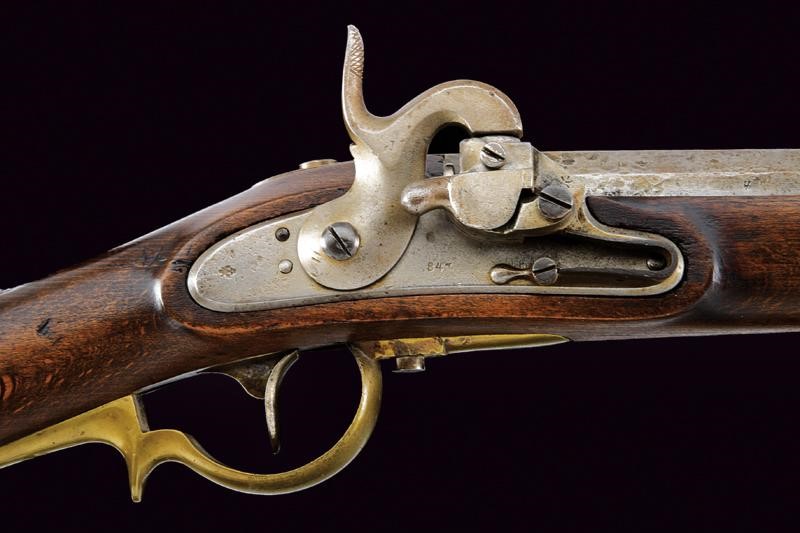 Kammerbuchse Augustin, Mod. 1842 con baionetta, lunghezza 122.3 cm, Cal. 18,1 mm