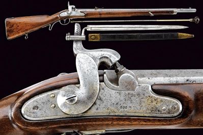 Jagerstutzen Lorenz Mod. 1854, fucile a canna ottagonale con baionetta a sciabola