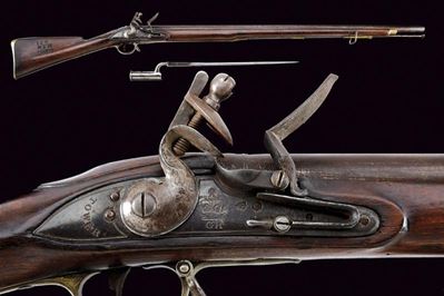 Fucile Brown Bess a pietra focaia con baionetta, Inghilterra, lunghezza 139 cm