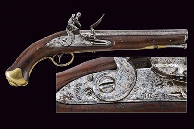 Pistola a pietra focaia 'Sea Service', Regno Unito, lunghezza 38,3 cm