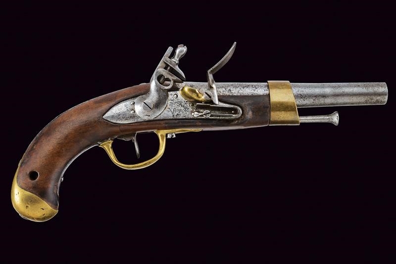 Pistola a pietra focaia Mod. AN XIII, Regno delle Due Sicilie, lunghezza 35 cm.