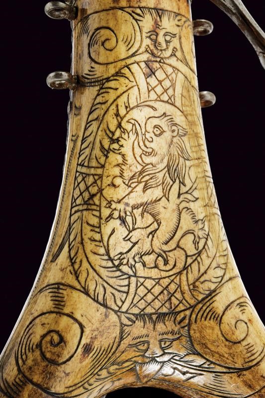 Fiasca da polvere, corno di cervo, Germania, 1557