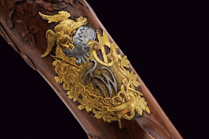 Fucile a pietra focaia, Prussia, appartenuto al re Federico Guglielmo II, lunghezza 145 cm