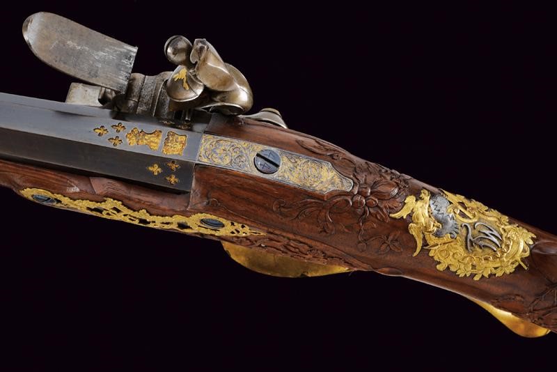 Fucile a pietra focaia, Prussia, appartenuto al re Federico Guglielmo II, lunghezza 145 cm