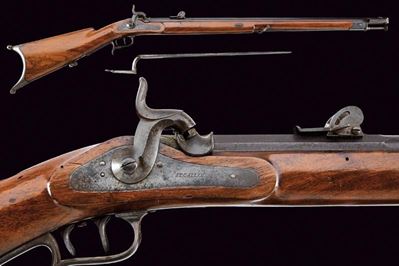 Carabina federale a luminello mod. 1851 con baionetta, tecnica St. Gallen, lunghezza 125.5 cm