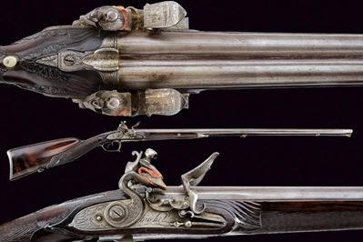 Buchet, Doppietta a pietra focaia, Francia, cal. 15 mm, lunghezza 131.5 cm