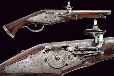 Pistola a ruota incisa, Brescia, lunghezza 45 cm, calibro 14 mm