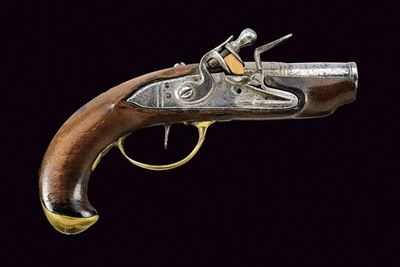 Pistola a pietra focaia da viaggio, cal. 10 mm, Europa