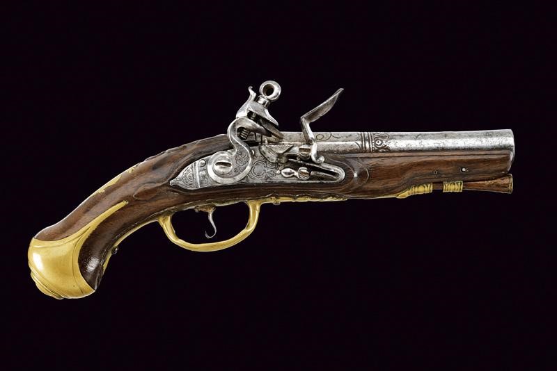 Pistola a pietra focaia da viaggio, Europa, lunghezza 22,5 cm