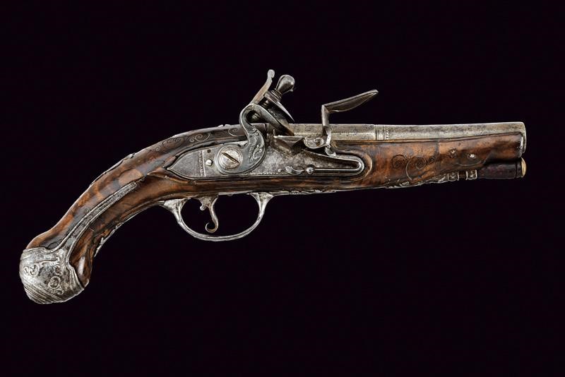 Pistola a pietra focaia da viaggio, Europa, lunghezza 24 cm