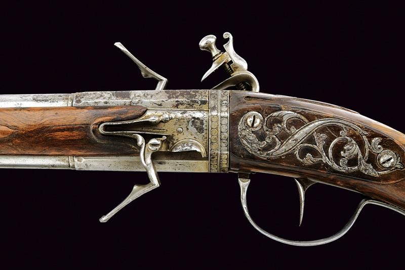 Pistola Wender a pietra focaia, lunghezza 47 cm, Europa
