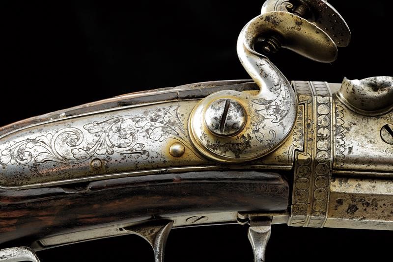 Pistola Wender a pietra focaia, lunghezza 47 cm, Europa