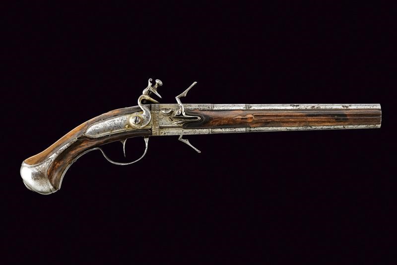 Pistola Wender a pietra focaia, lunghezza 47 cm, Europa
