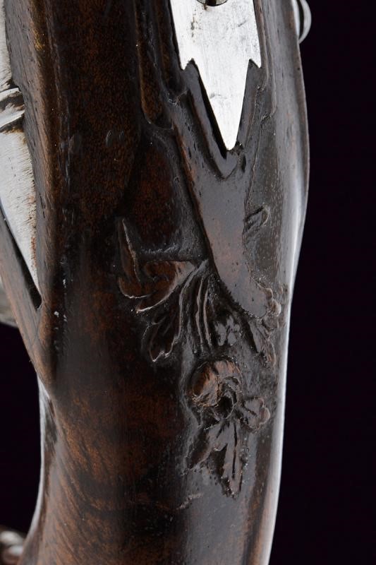 Pistola a pietra focaia da viaggio, Francia, lunghezza 19 cm