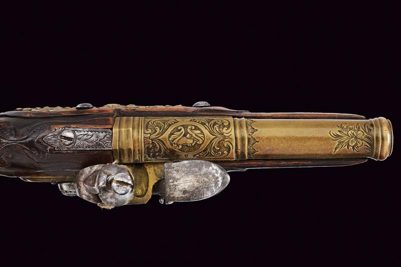 Pistola a pietra focaia da marina, Francia, lunghezza 21 cm