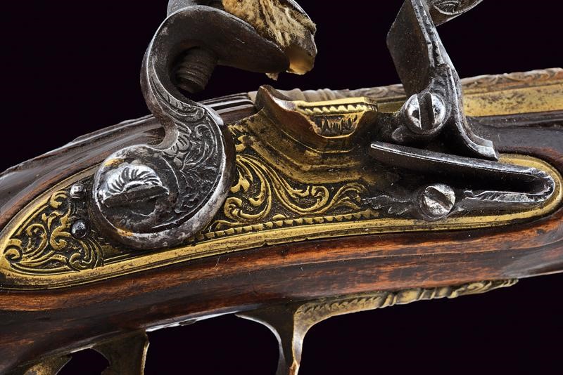 Pistola a pietra focaia da marina, Francia, lunghezza 21 cm
