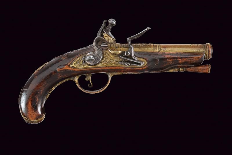 Pistola a pietra focaia da marina, Francia, lunghezza 21 cm