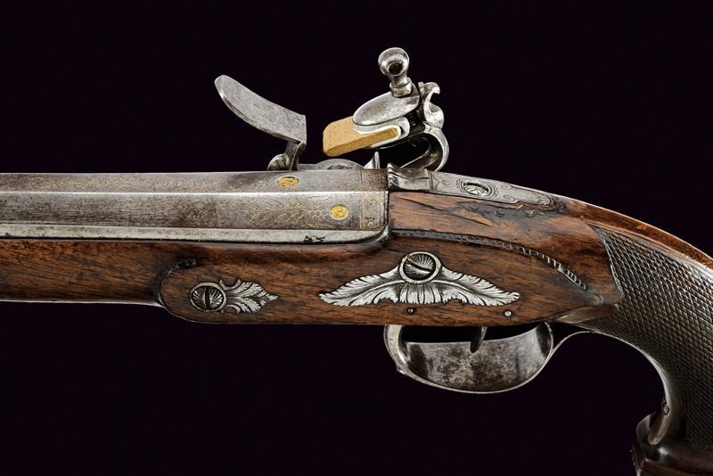Pistola a pietra focaia da ufficiale, Francia, lunghezza 33 cm