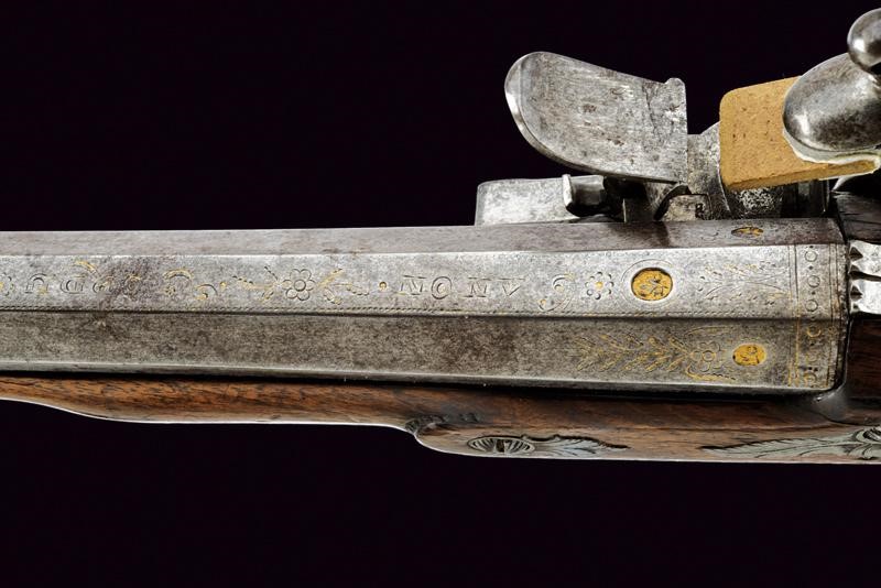 Pistola a pietra focaia da ufficiale, Francia, lunghezza 33 cm