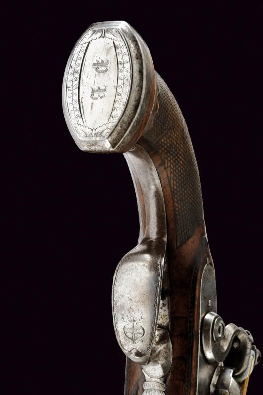 Pistola a pietra focaia da ufficiale, Francia, lunghezza 33 cm