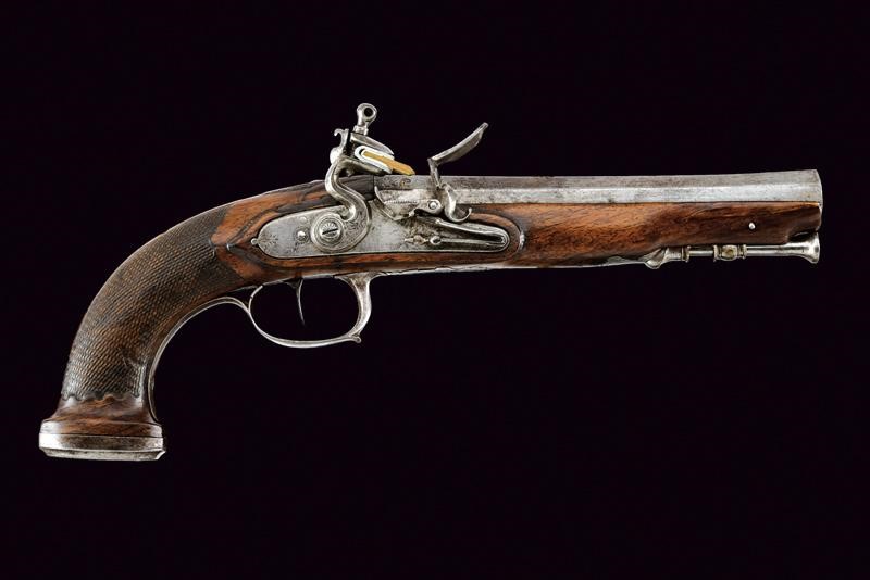 Pistola a pietra focaia da ufficiale, Francia, lunghezza 33 cm