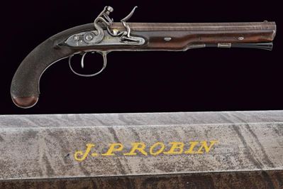J. Probin, Pistola a pietra focaia, Inghilterra, lunghezza 38.5 cm