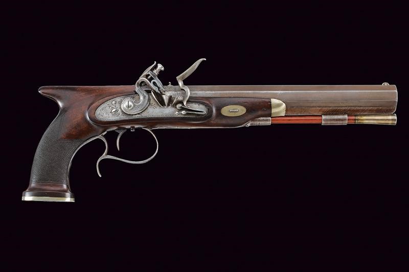 E. C. Storm, Pistola a pietra focaia, lunghezza 37.5 cm