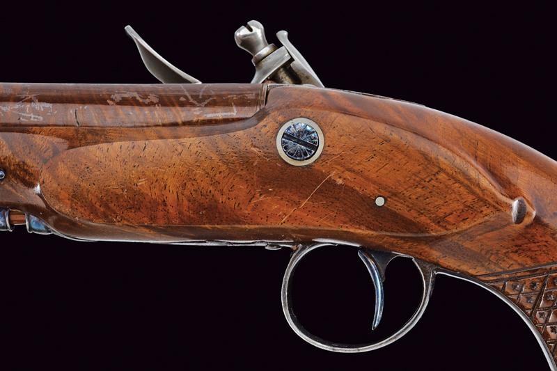 M. Dermot, Pistola a pietra focaia da viaggio, Dublino, lunghezza 19 cm