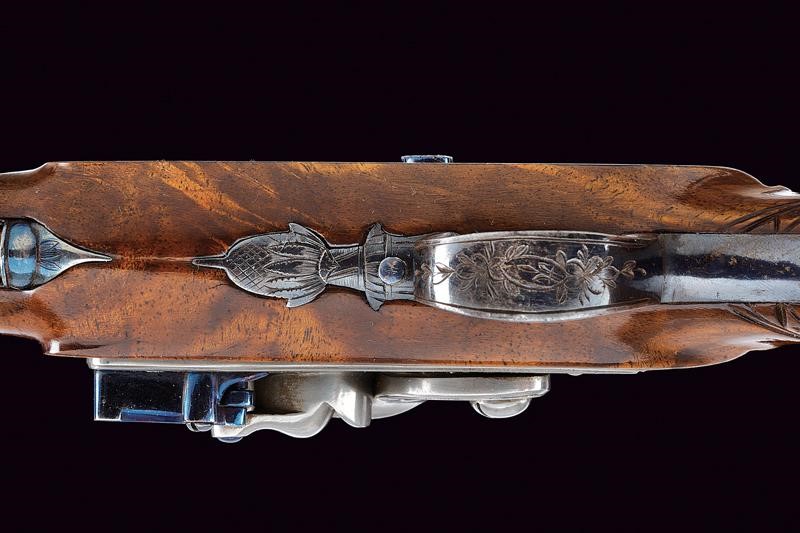 M. Dermot, Pistola a pietra focaia da viaggio, Dublino, lunghezza 19 cm