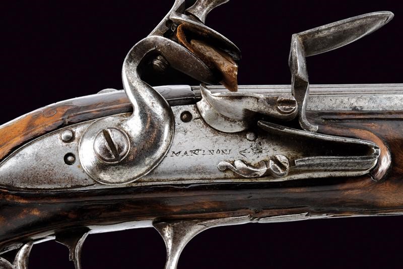 Martinoni, Pistola a pietra focaia, Brescia, lunghezza 26.5 cm