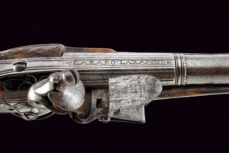 Martinoni, Pistola a pietra focaia, Brescia, lunghezza 26.5 cm